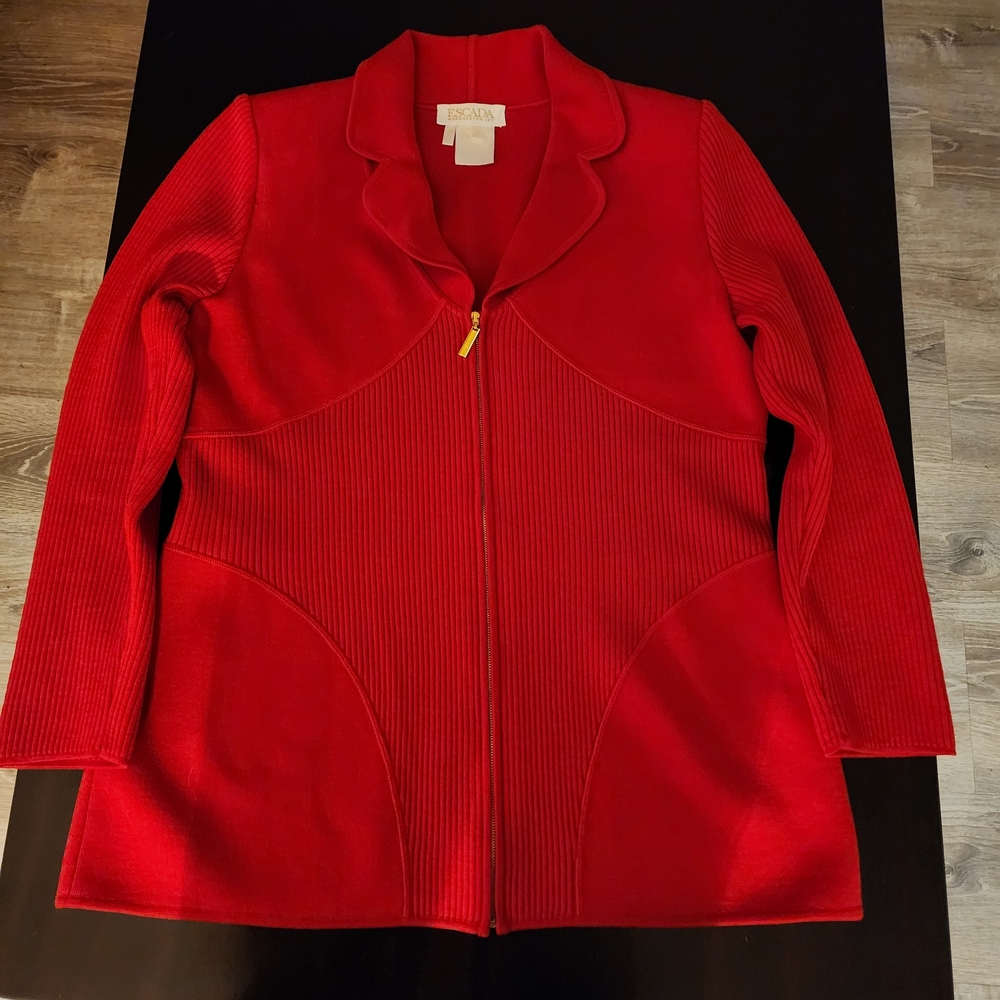 Escada Vibrant Red Zip-Front Blazer Jacket